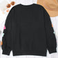 Black Glitter Howdy Patch Graphic Casual Sweatshirt