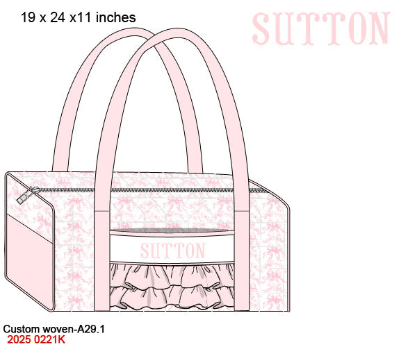 Pink Flowers + Bows Toile Luggage