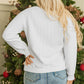 White Merry And Bright Cable Knit Pullover Sweatshirt