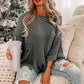 Gray Ripped Raw Hem Chunky Pullover Sweater