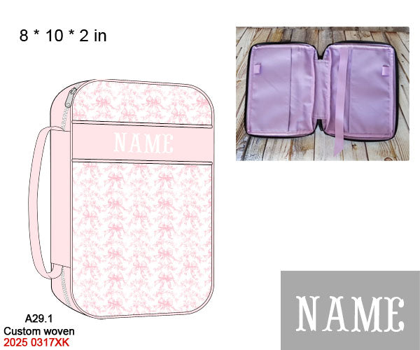 Pink Flowers + Bows Toile Luggage