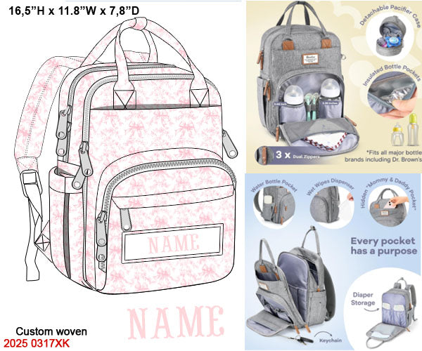 Pink Flowers + Bows Toile Luggage
