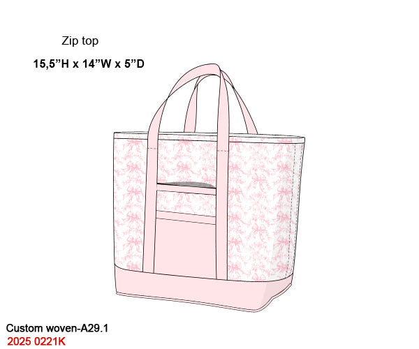 Pink Flowers + Bows Toile Luggage