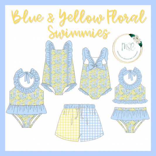 Blue & Yellow Floral Swimmies