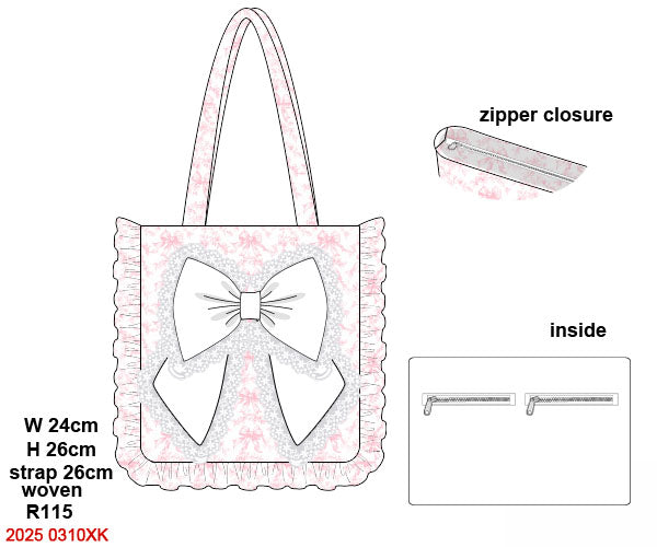 Pink Flowers + Bows Toile Luggage