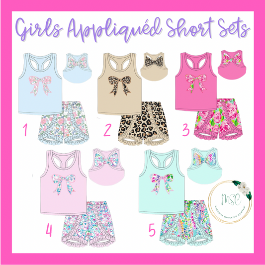 Girls Appliqued Short Sets