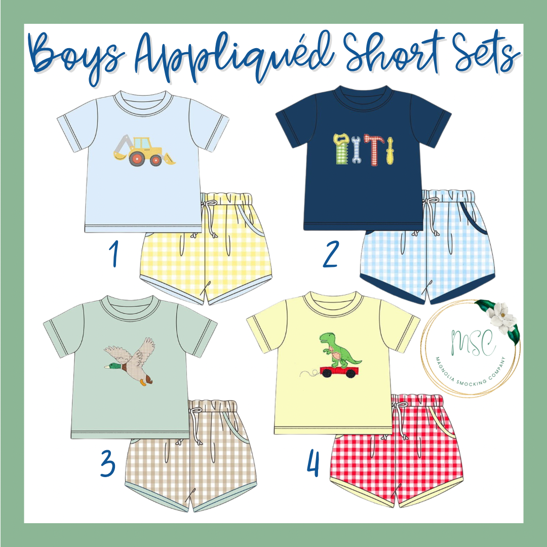 Boys Appliqued Short Sets