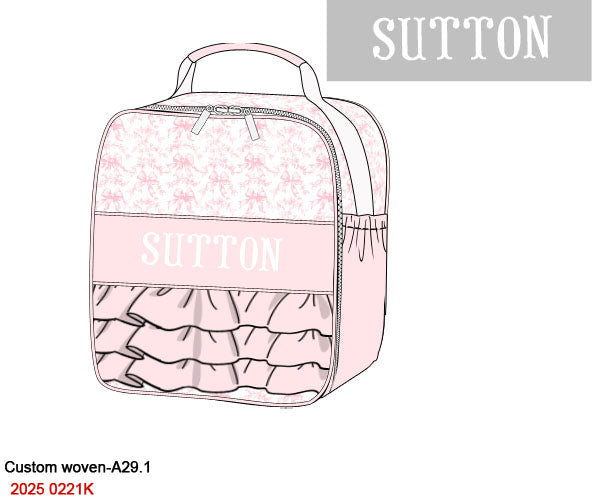 Pink Flowers + Bows Toile Luggage