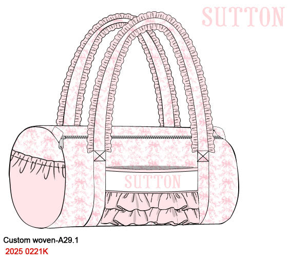 Pink Flowers + Bows Toile Luggage