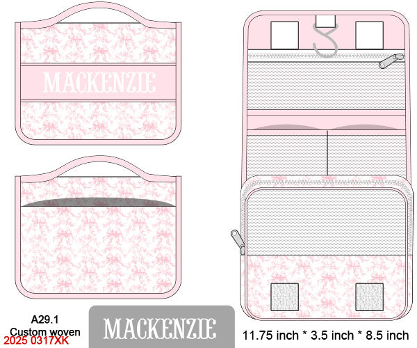 Pink Flowers + Bows Toile Luggage