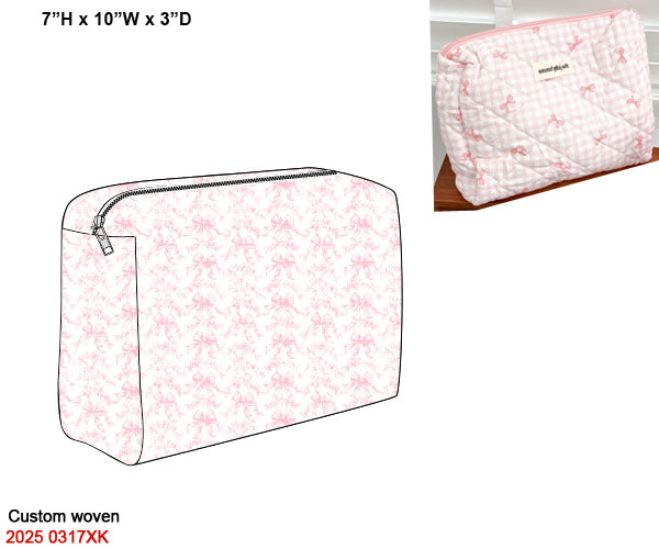 Pink Flowers + Bows Toile Luggage