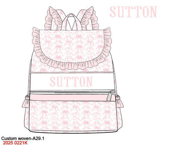 Pink Flowers + Bows Toile Luggage