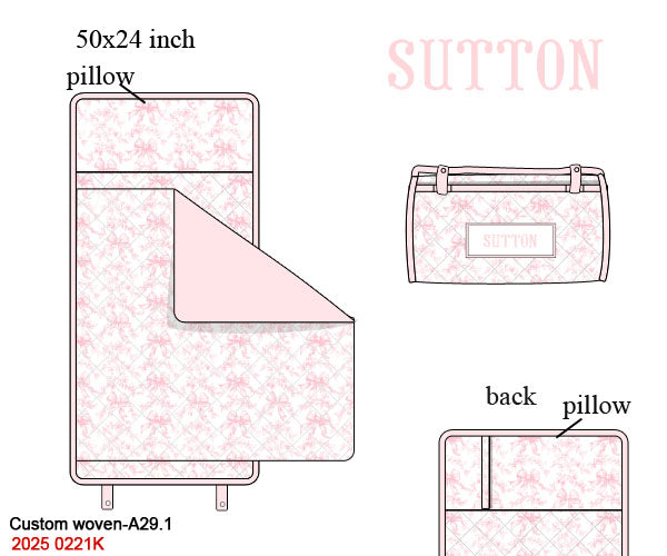 Pink Flowers + Bows Toile Luggage