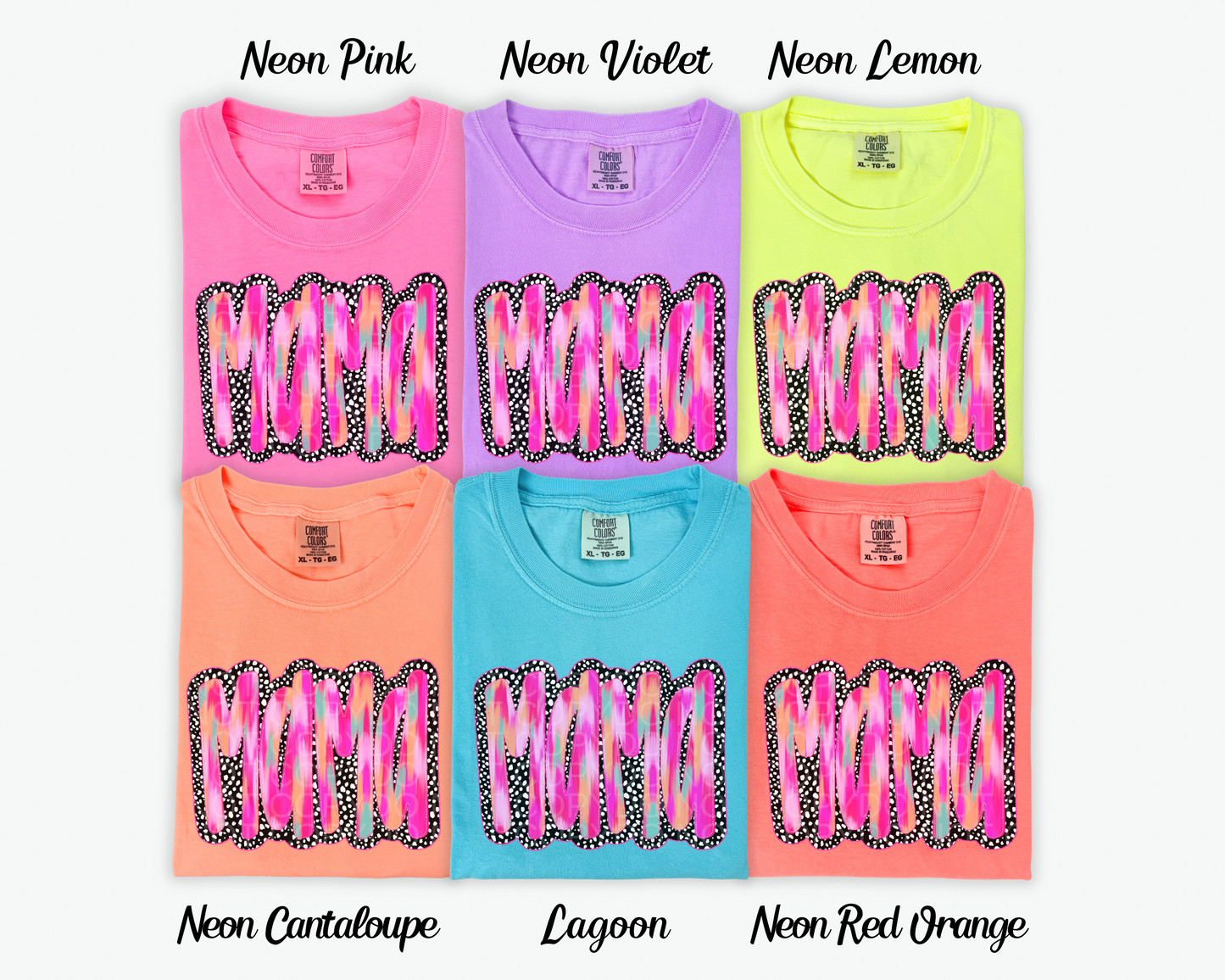 Mama dotted/watercolor neon - multiple styles