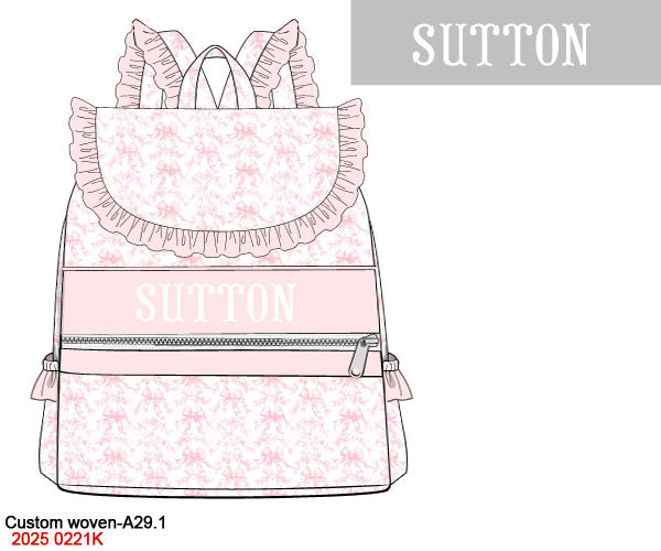 Pink Flowers + Bows Toile Luggage