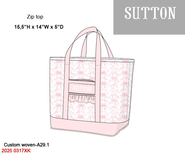 Pink Flowers + Bows Toile Luggage