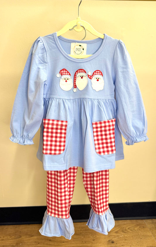 Gingham Santa Trio