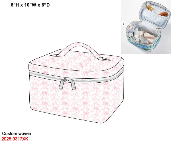 Pink Flowers + Bows Toile Luggage