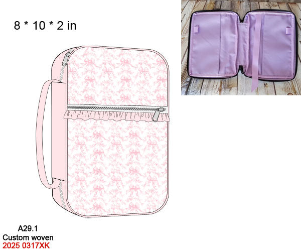 Pink Flowers + Bows Toile Luggage