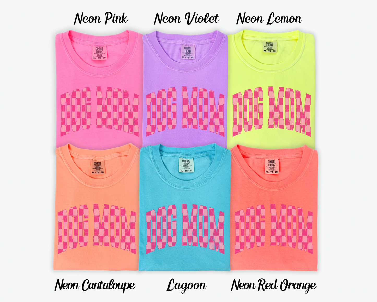 Checkered dog mom neons- multiple styles