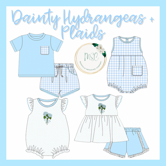 Dainty Hydrangeas + Plaids