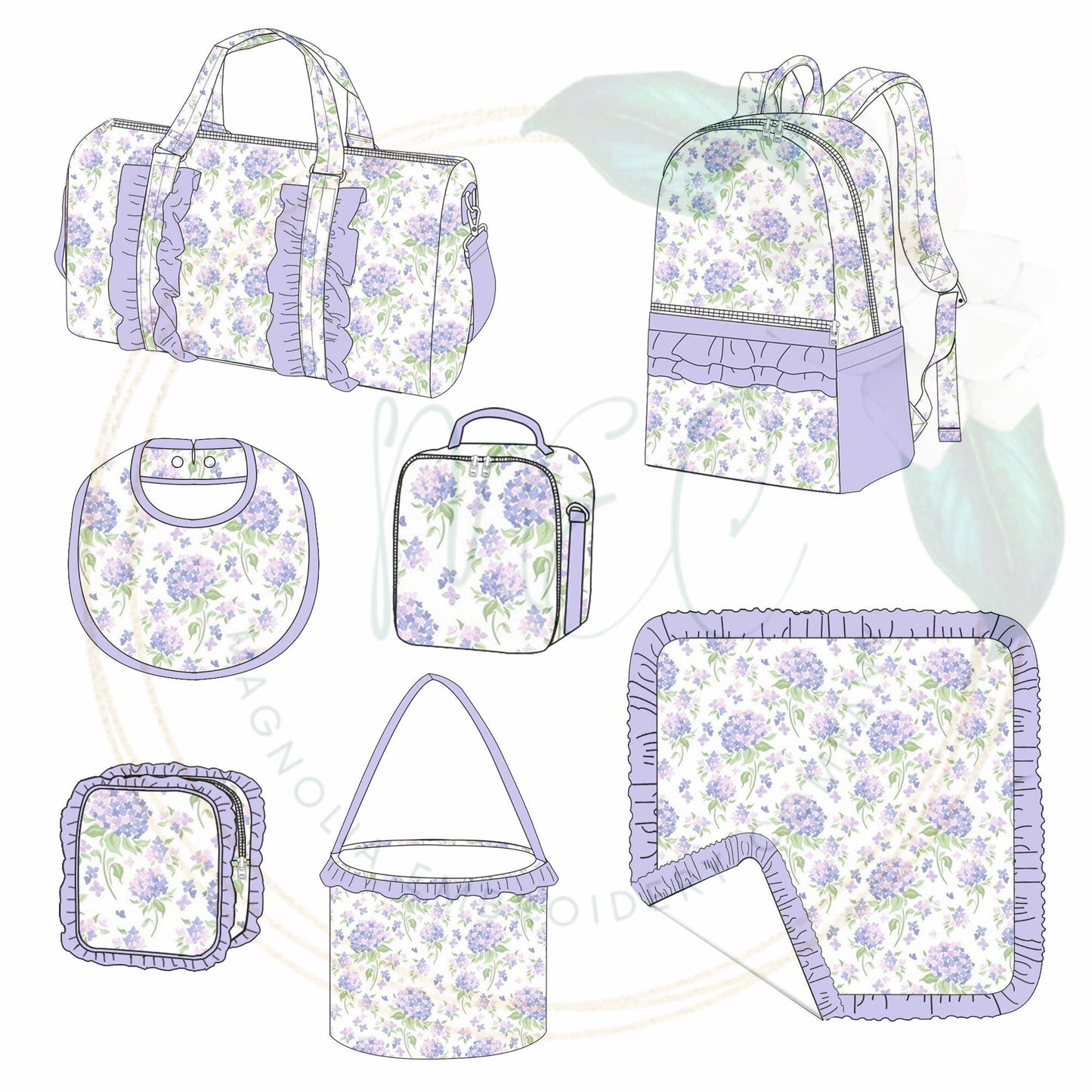 Monogrammed Lilac Floral Bag Collection