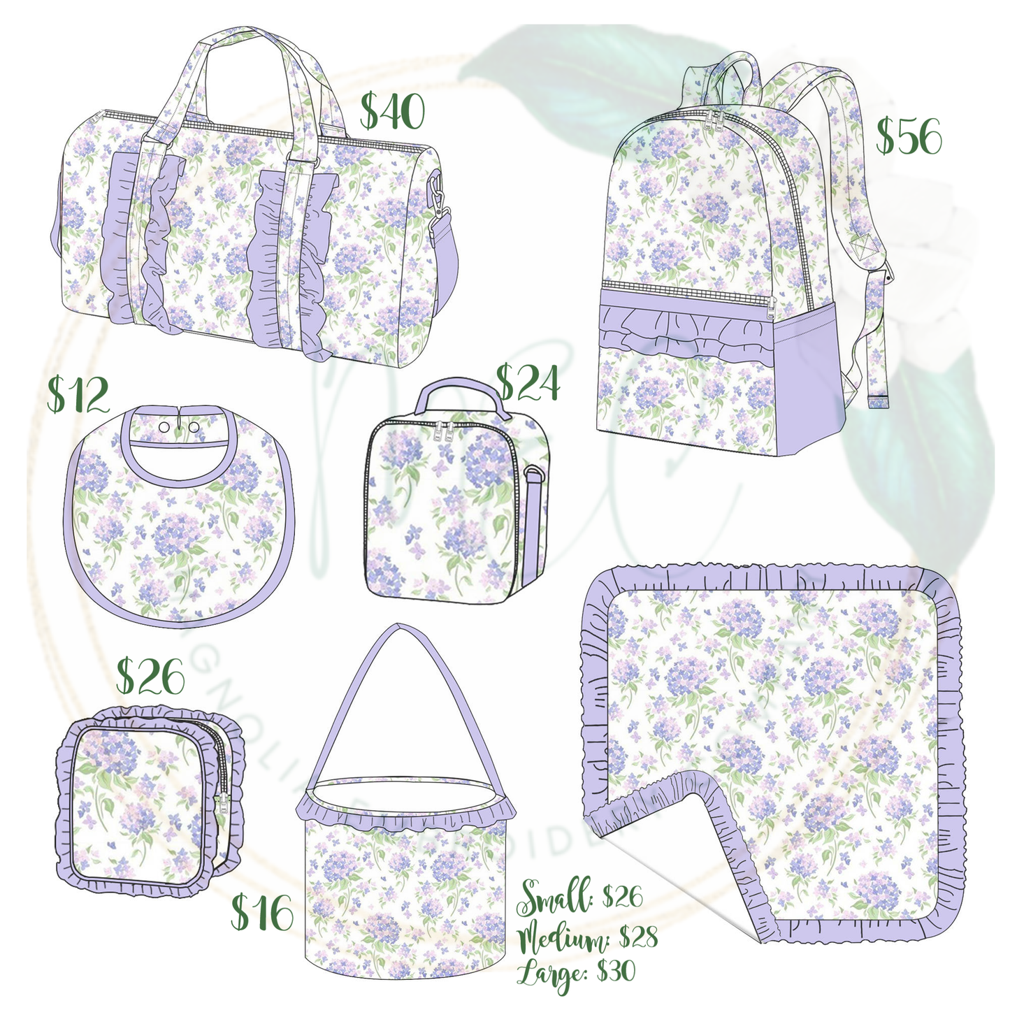 Monogrammed Lilac Floral Bag Collection