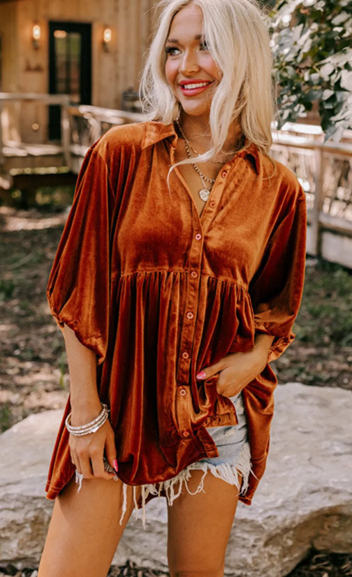 Velvet Babydoll Tunic