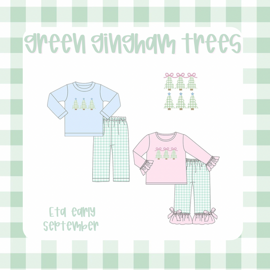 Green Gingham Christmas Trees