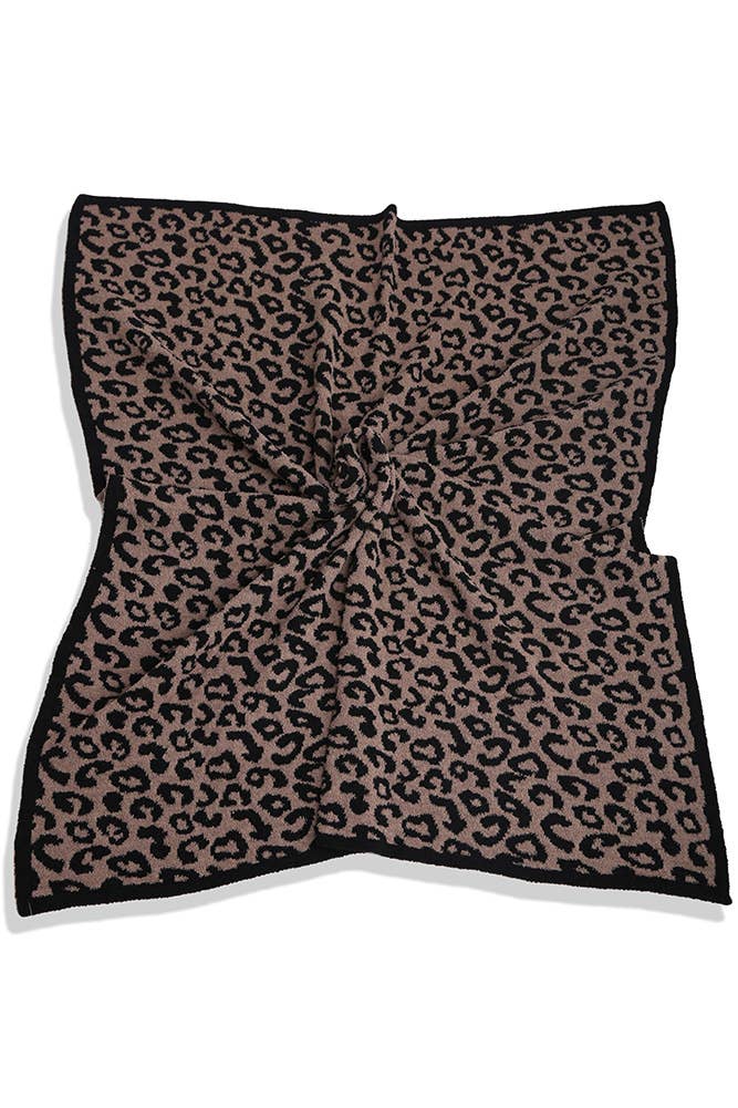 Luxury Soft Leopard Print Throw Blanket: Gray