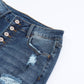 Blue Distressed Button Fly High Waist Skinny Jeans