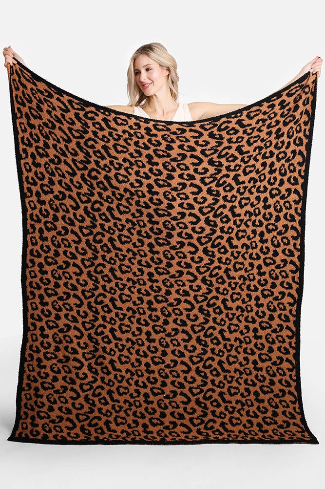 Luxury Soft Leopard Print Throw Blanket: Gray