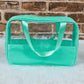 Mint Green TRAVEL Chenille Letter Clear PVC Makeup Bag
