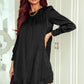 Black Solid Bishop Sleeve Pleated Mini Dress