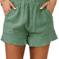 Green High Waist Pocketed Ruffle Shorts