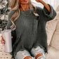 Gray Ripped Raw Hem Chunky Pullover Sweater