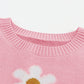 Pink Floral Pattern Drop Shoulder Sweater