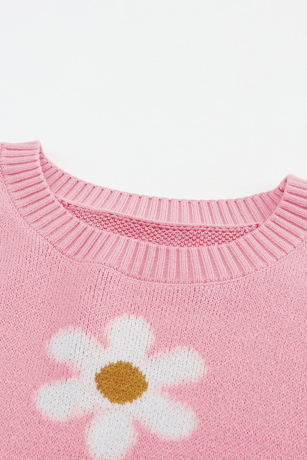 Pink Floral Pattern Drop Shoulder Sweater