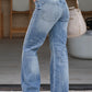 Light Blue High Rise Distressed Straight Leg Jeans