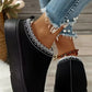 Black Suede Contrast Print Plush Lined Snow Boots