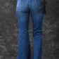 Blue Elastic High Waist Flare Jeans