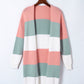 Green Colorblock Stripe Open-Front Cardigan