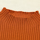 Gold Flame Patch Pocket Ribbed Knit Short Sleeve Sweater