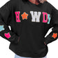 Black Glitter Howdy Patch Graphic Casual Sweatshirt