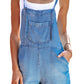 Sky Blue Grommet Tie Straps Casual Denim Romper