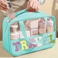 Mint Green TRAVEL Chenille Letter Clear PVC Makeup Bag