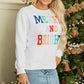 White Merry And Bright Cable Knit Pullover Sweatshirt