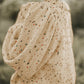 Light French Beige Colorful Dots Cable Knit Crew Neck Sweater