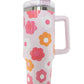 Multicolor Flower Print Handled Stainless Steel Vacuum Cup