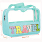 Mint Green TRAVEL Chenille Letter Clear PVC Makeup Bag